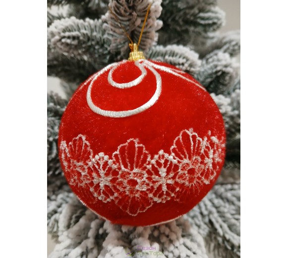 Новорічні кулі червоні оксамит Ø100мм, ціна за набір 2 шт (SH304)